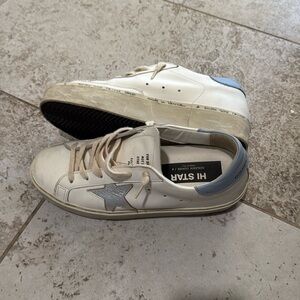 Golden goose sneakers light blue white silver histar